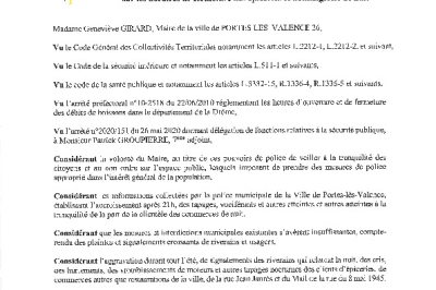 Arrêté 2025-376 fermeture des commerces entre 21h et 7h le lendemain rue Jean Jaurès et sur le Mail de la rue du 8 mai 1945