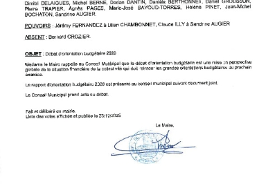 Délibération CM du 22/12/2025 - Débat d'orientation budgétaire