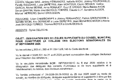 Délibération de désignation des délégués - CM du 05/06/2026