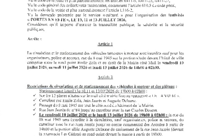 Arr^zté 2026/224 - Circulation et stationnement Portes en Fêtes