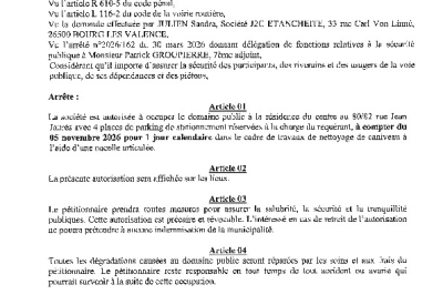 Arrêté 2026/394 - Occupation du domaine public le 5 novembre 2026