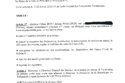 Arrêté 2026/151 - Délégation à un agent