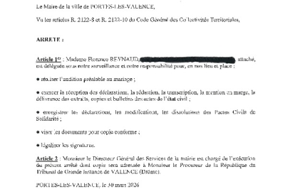Arrêté 2026/153 - Délégation à un agent