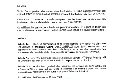 Arrêté 2026/296 - Délégation de signature