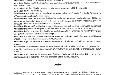 Arrêté 2026/72 - Extinction nocturne de l'éclairage public