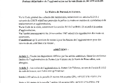 Arrêté 2026/89 - portant délimitation de l'agglomération, route de Beauvallon