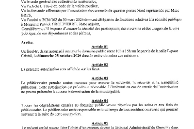 Arrêté 2026/337 - Occupation temporaire du domaine public