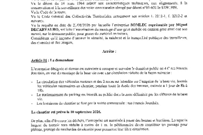 Arrêté 2026/339 - Autorisation de voirie