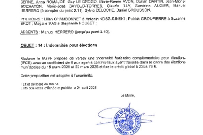 Délibération CM du 20/04/2026 - Indemnités pour élections