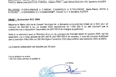 Conseil municipal du 18-11-24 Subvention MJC 2024