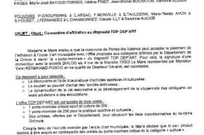 Conseil municipal du 18-11-24 Convention affiliation dispositif TOP DEP'ART