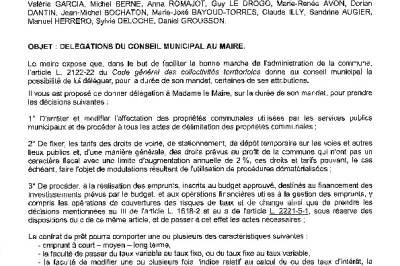 Délibération CM du 28/03/2026 - Délégations du conseil au Maire