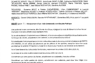 Délibération CM 22-09-2025 - Déclassement voie communale. Chemin des Chaux