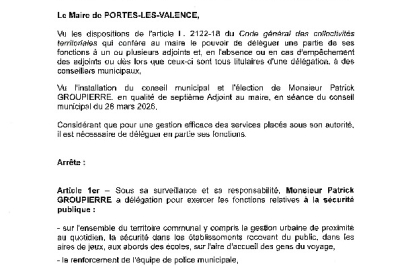 Arrêté 2026/162 - Délégation de fonctions à un adjoint