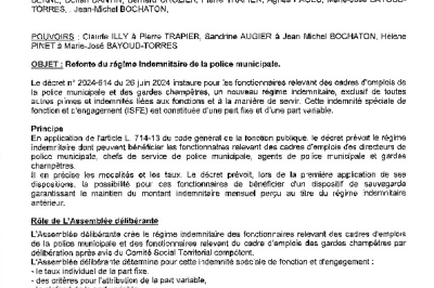 Délibération CM 16-12-24 Refonte régime indemnitaire de la police municipale