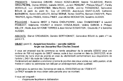 Délibération CM 22-09-2025 - Acquisition parcelle à l'Angle des rues Doucet et Descartes