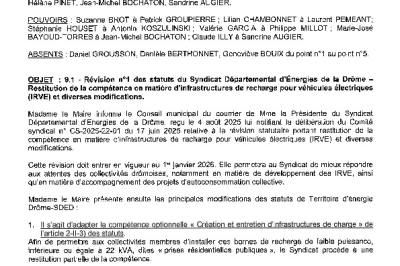 Délibération CM 22-09-2025 - Révision n°1 statuts Territoire d'énergie Drôme