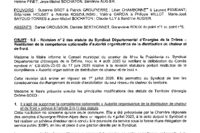 Délibération CM 22-09-2025 - Révision n°2 statuts Territoire d'énergie Drôme
