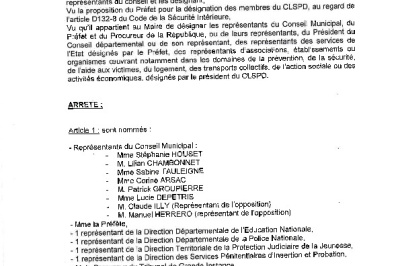 Arrêté 2026/214 - Désignation des représentants au CLSPD
