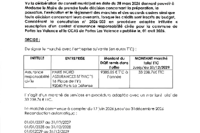 Décision n°2026/89 - Signature d'un marché