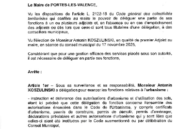 Arrêté 2025/444 - Délégation de fonction Antonin KOSZULINSKI