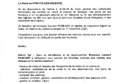 Arrêté 2025/445 - Délégation de fonction Laurent Péméant