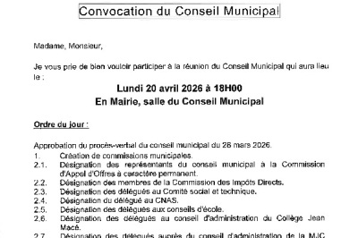 Convocation CM du 20/04/2026