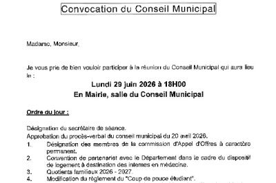 Convocation - CM du 29/06/2026
