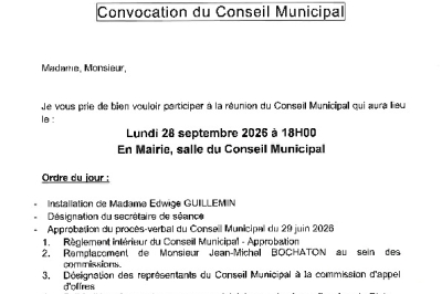 Convocation CM du 28/09/2026
