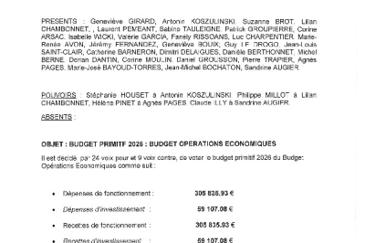 Délibération CM du 03/02/2026 - Budget primitif Opérations économiques