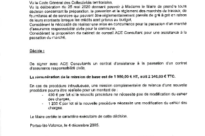 Décision 2025/202 - Signature d'un contrat d'assistance à la passation d'un marché d'assurance