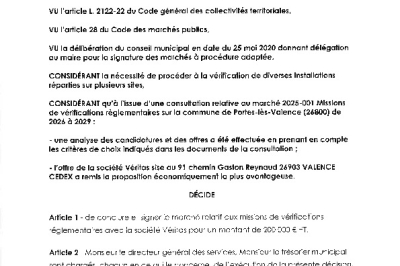 Décision 2025/165 - Signature d'un marché