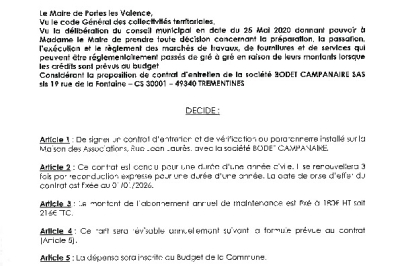 Décision n° 2025/166 - Signature d'un contrat d'entretien
