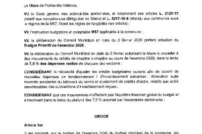 Décision 2026/148 - Virements de crédits