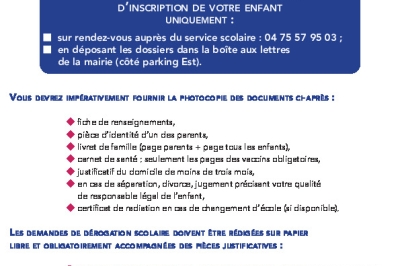 Renseignements inscriptions scolaires 2025/2026