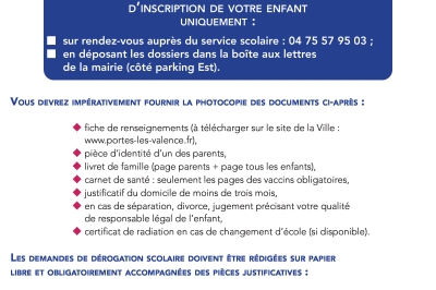 Inscriptions scolaires 2024-2025