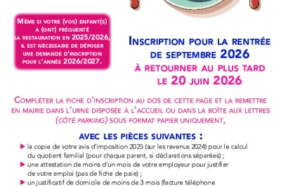 Inscription à la cantine 2026