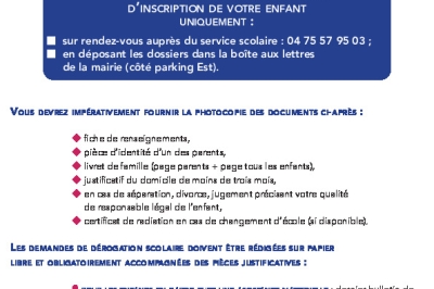Fiche d'inscriptions scolaires 2026-2027
