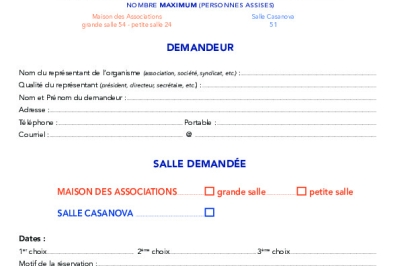 Formulaire de location de salles de réunion