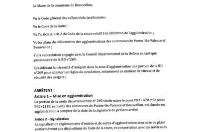 Arrêté 2025-305 portant mise en agglomération d'une portion de la RD 269