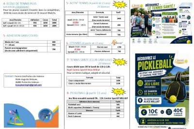 Flyer rentrée septembre 2026 - Tennis Club de Portes-les-Valence p2