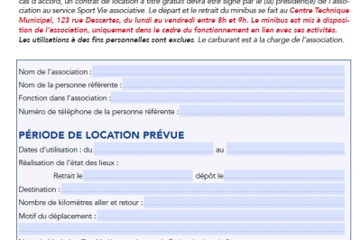 Demande de location à titre gratuit du minibus aux associations